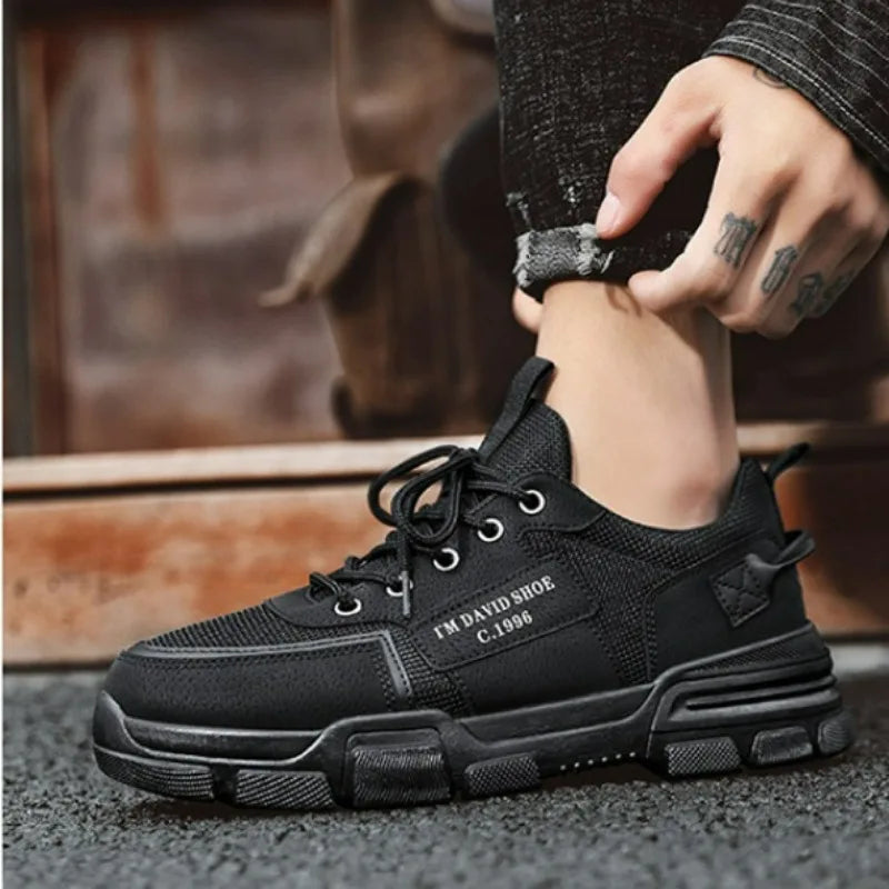 Men Sneakers New Casual Shoes for Men Breathable Black Mesh Trainers Lace-up Platform Shoe Tenis Masculino