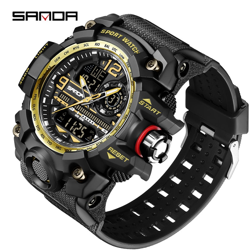 Military Watch Men Digital Shock Sports Watches For Man Waterproof Electronic Wristwatch gold