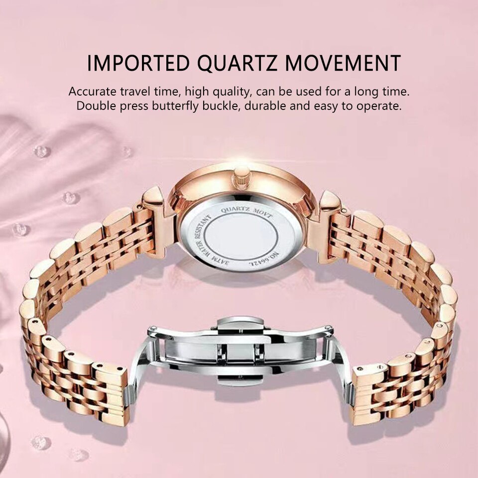 Luxury Women Watch Top Brand Fashion Waterproof Stainless Steel Diamond Ladies Quartz Wristwatch Montre Femme Beautiful