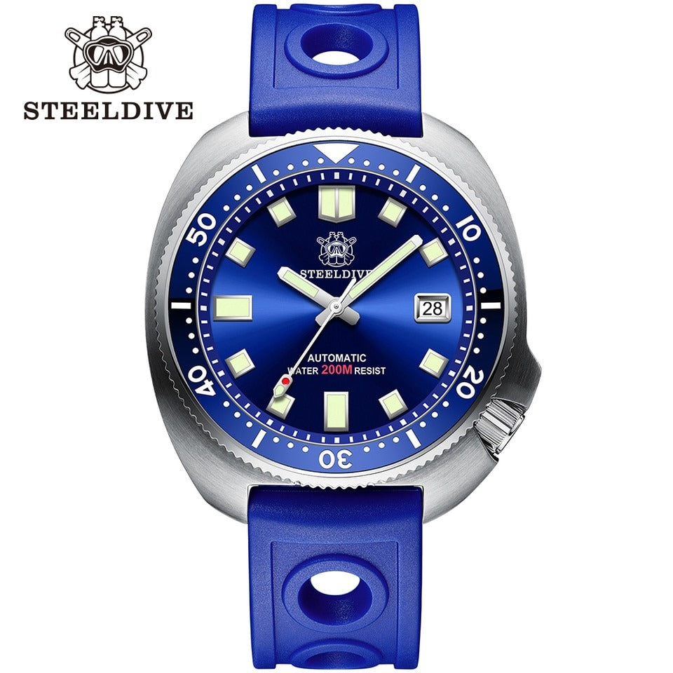 New Men SD1970 SteelDive Mechanical Watch Brand 44MM Men NH35 Dive Watch with Ceramic Bezel Watch SD1980 BL-Blue, China, NH35 Movt