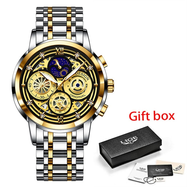 Ladies Watch Woman Luxury Fashion Waterproof Watch for Women Watches Quartz Stainless Steel Clock Gift Relogio Feminino+Box Rose gold black, China