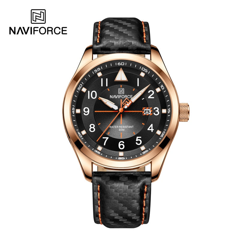 New Men Quartz Watches NAVIFORCE Business Luminous Waterproof Clock Leather Strap Wristwatches for Men Relogio Masculino