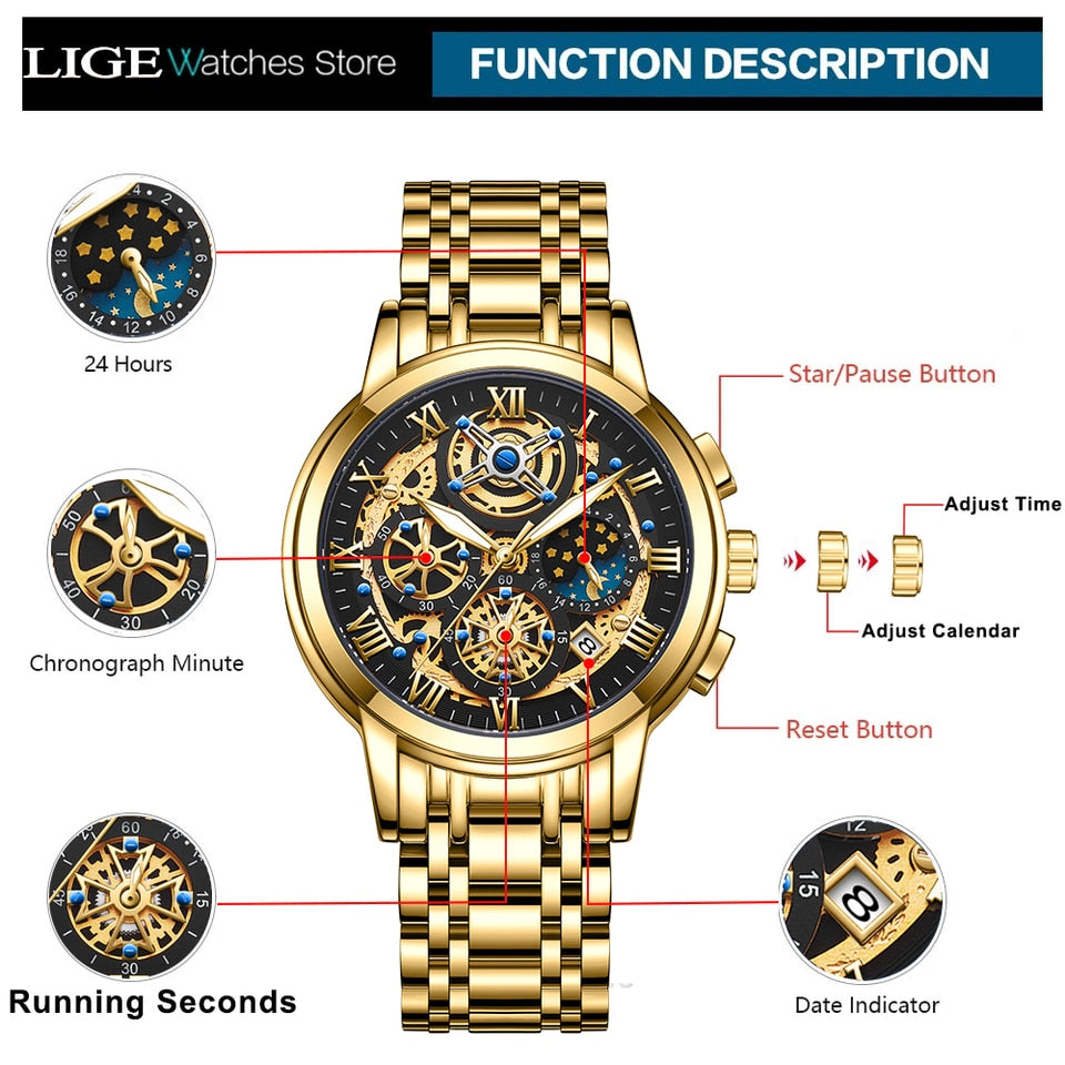 Waterproof Watch For Men Top Brand Luxury Men Watch Fashion Business Sports Quartz Chronograph Wristwatches Reloj Hombre