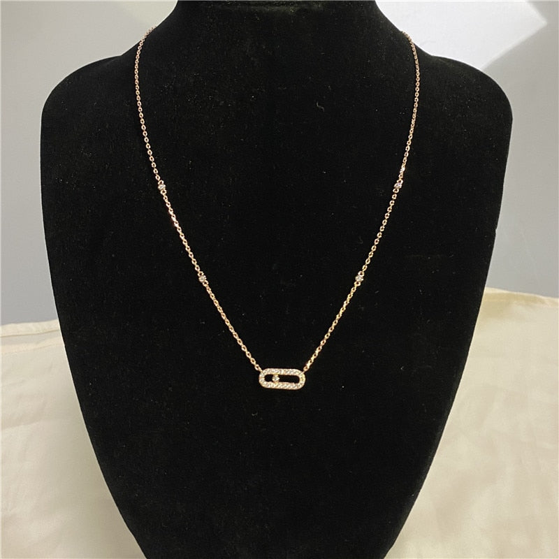 100% 925 Sterling Silver Women Fashion diamond inlay Necklace.Luxury Jewelry. beautiful gift