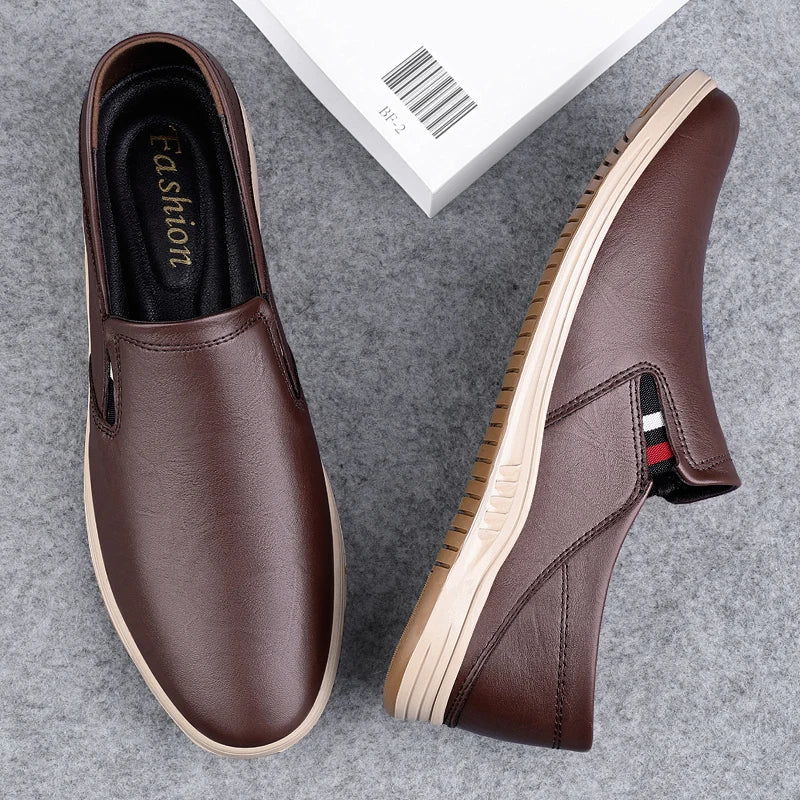 Genuine Leather Men Shoes Casual Slip on Loafers Breathable Man Driving Flats Hot Sale Moccasins Handmade Slip-ons Flat