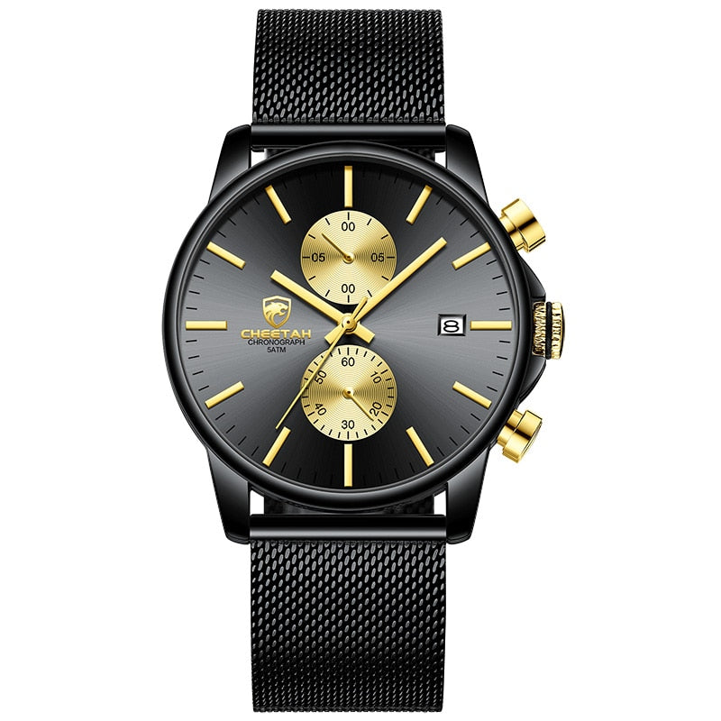 Waterproof Sports Men Watch Luxury Clock Male Business Quartz Wristwatch Relogio Masculino Mesh Gold Black