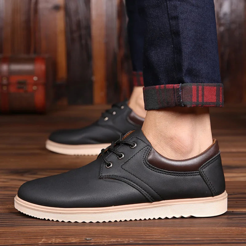 Men Leather Casual Shoes Platform Brand Comfortable Flat Shoes for Men Trendy Men Sneaker Oxfords Shoes Zapatos De Hombre