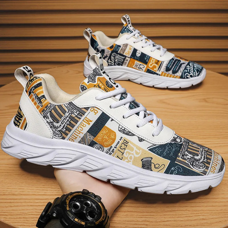 Man sneakers Graffiti Outdoor trendy shoes men's sneakers summer casual Male sneakers outdoor Plus size casual sneaker men shoes