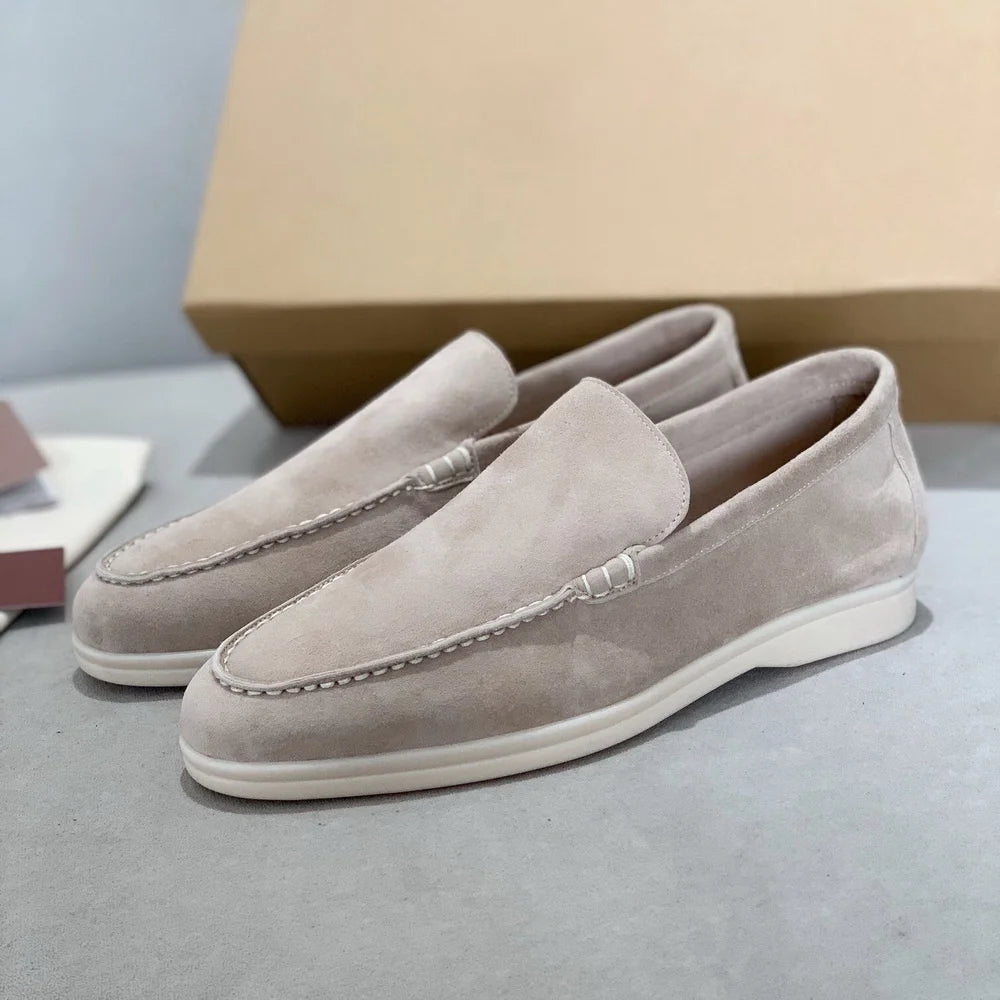 Italian leather flat shoes Designer style Women classic LP Suede Loafers Fashion flat comfort soft