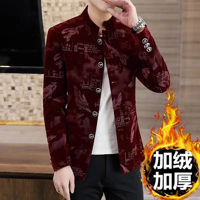 New Autumn Winter Thickened Canaries Horse Runner Man Thickened Individual Coat Wine red, M (EUR XXS)