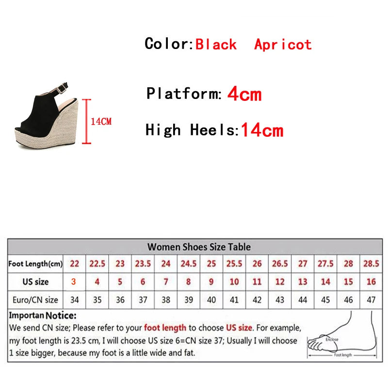 Summer Peep Toe Wedges Sandals For Women Fashion Buckle Strap Platform High Heels Casual Gladiator Shoes Female Sandalias