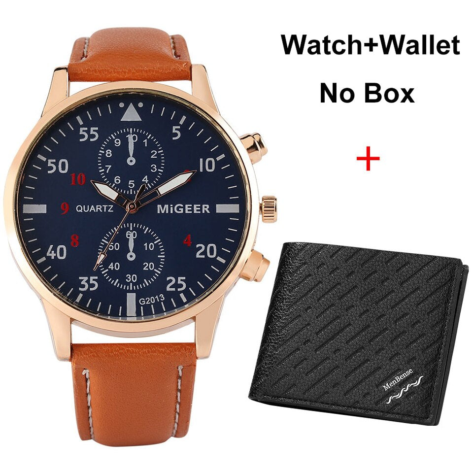 Watch and Wallet Gift Set for Men Top Brand Luxury Business Quartz Wristwatch Men Original Gifts Regalos Para Hombre Watch-Wallet 07