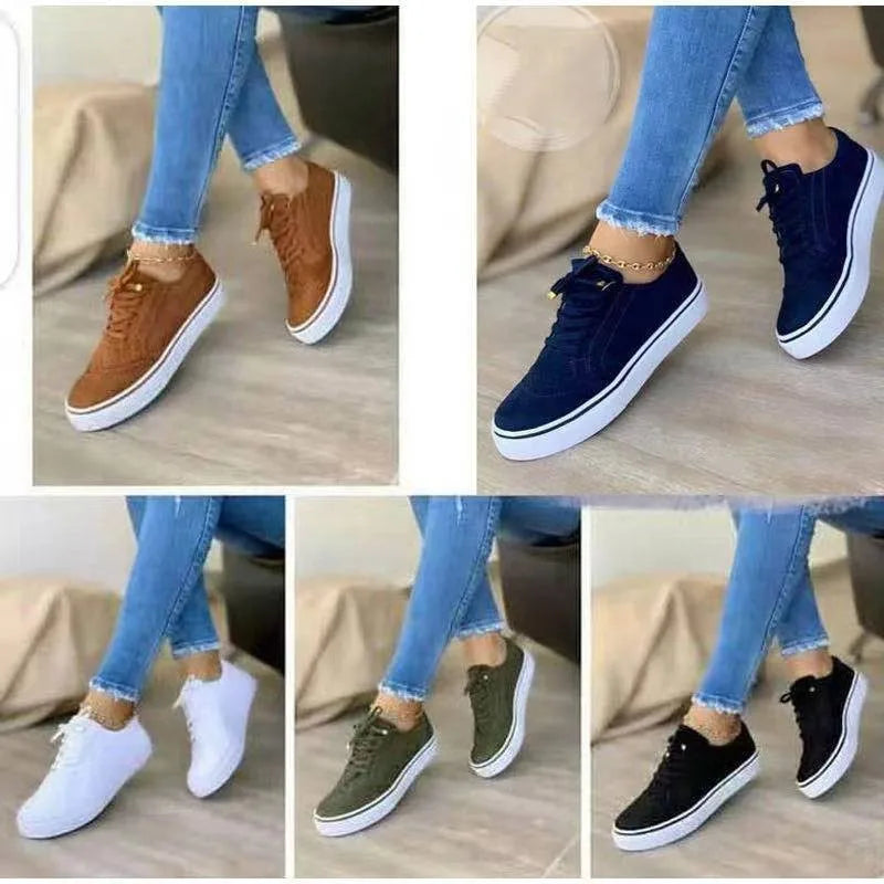 New Sneakers Women Flat Casual Sneaker Spring Fashion Versatile Lace Up Walking Women Shoes Zapatos De Mujer Tendencia