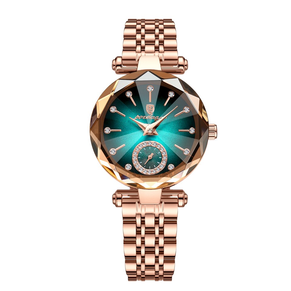 Luxury Women Watch Top Brand Fashion Waterproof Stainless Steel Diamond Ladies Quartz Wristwatch Montre Femme Beautiful Blue Green