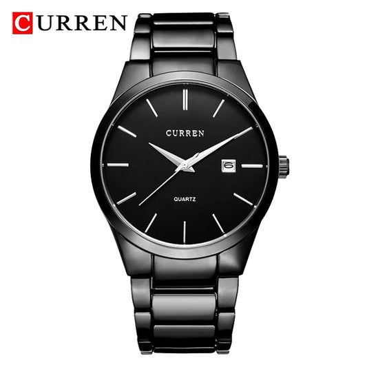 Men Watch Waterproof Simple Fashion Stainless Steel Strap Quartz