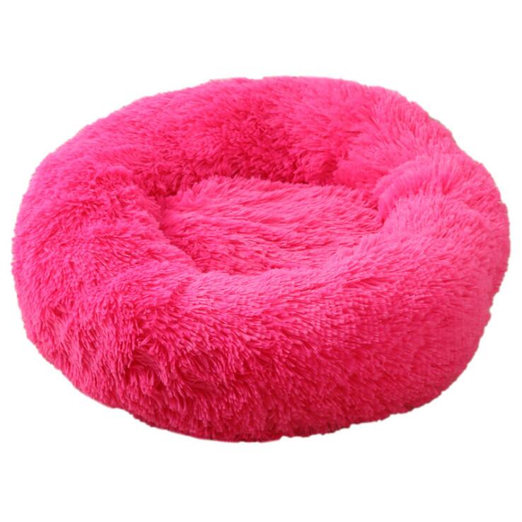 Lit rond en peluche doux pour animal de compagnie chat et chien, panier en fourrure, pour la maison, couchage douceur des animaux, pour petits chiots et chatons, parfait en hiver Rose Red, 30CM