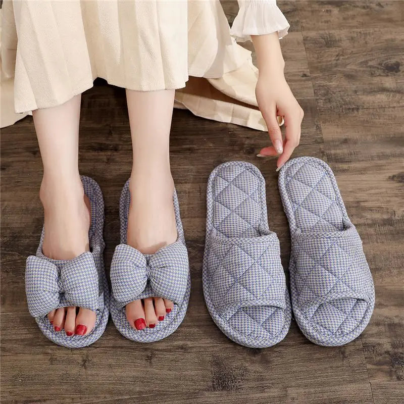 Korean Version of Anti Slip Fabric Sole with Soft Soles for Men and Women, Indoor Silent Floor Slippers for Couples