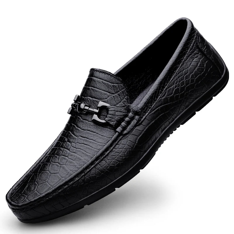 Spring Luxury Brand Loafers Shoes Men Classic Genuine Leather Mens Slip-On Driving Shoes Pattern Casual Moccasins Office Shoes