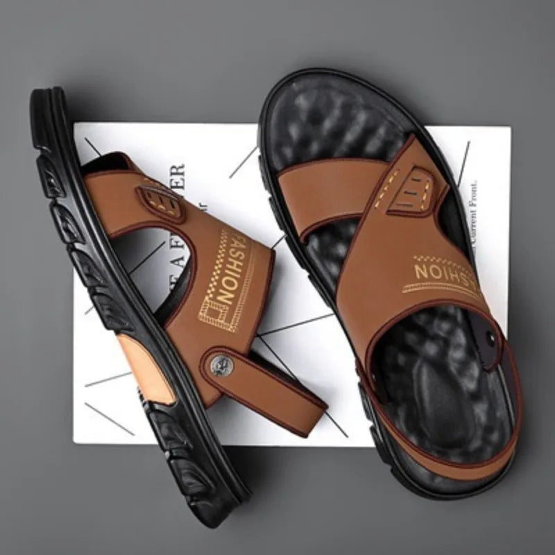 Sandals for Men Summer New Open Toe Youth Beach Shoes Classic Slippers Non-Slip Men's Comfortable Soft Bottom Flat Sandals