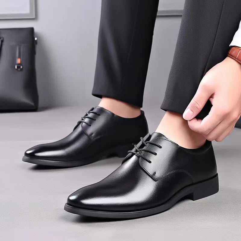 Men Breathable Leather Shoes Black Soft Leather Soft Bottom Spring And Autumn Best Man Men Business Formal Wear Casual Shoe