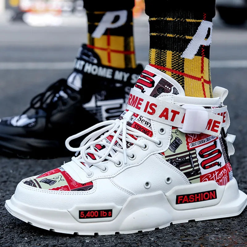 Man sneakers Graffiti Outdoor trendy shoes men's sneakers summer casual Male sneakers outdoor Plus size casual sneaker men shoes