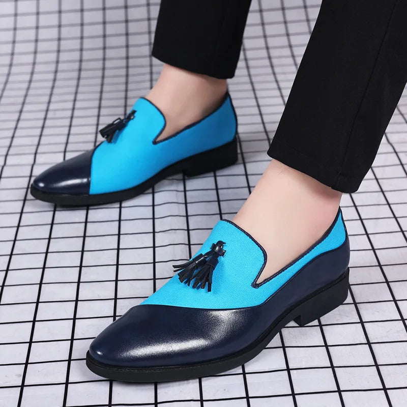 Men Dress Shoes New Casual Leather Shoes Men Business Dress Leather Shoes Trend Versatile  Loafers  Pointed Toe Slip-On