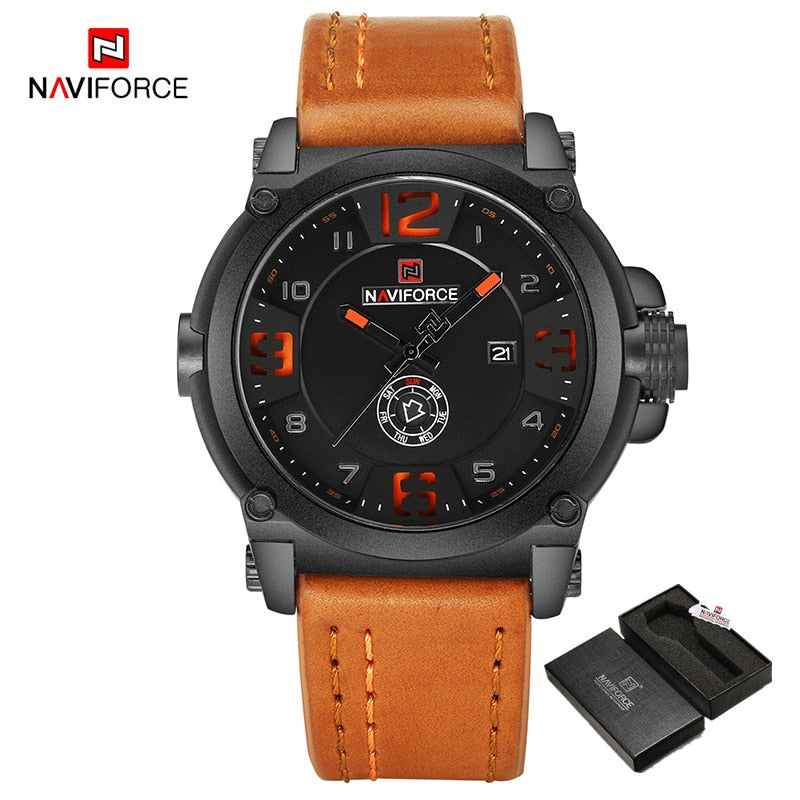 New Men Sports Military Quartz Watch Man Analog Date Clock Leather Strap Wristwatch Relogio Masculino