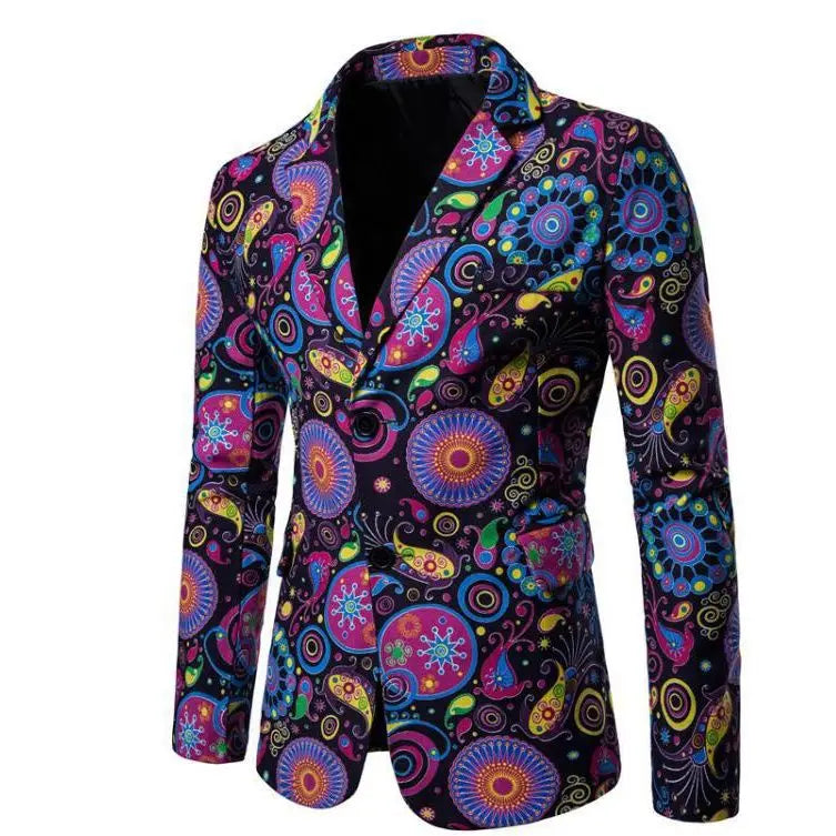 New Jacket for Men Party Blue Animal Print High Quality Blazers Multicolor Blazer, M