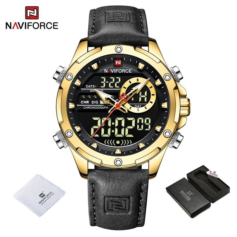 Luxury Brand Original Watches For Men Casual Sports Chronograph Alarm Quartz Wrist Watch Leather Waterproof Clock 9163