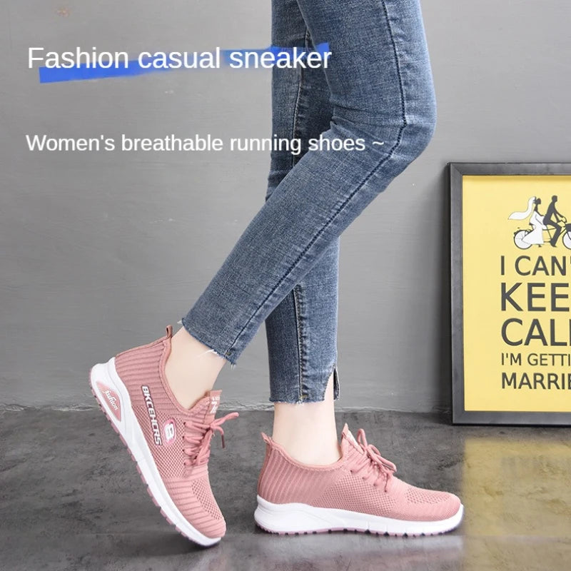 Women Casual Shoes Breathable Walking Mesh Flat Shoes Sneakers Women Gym Vulcanized Shoes Purple Female Footwear