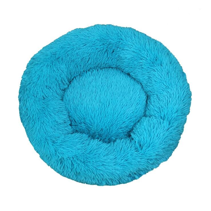 Lit rond en peluche doux pour animal de compagnie chat et chien, panier en fourrure, pour la maison, couchage douceur des animaux, pour petits chiots et chatons, parfait en hiver Blue, 30CM