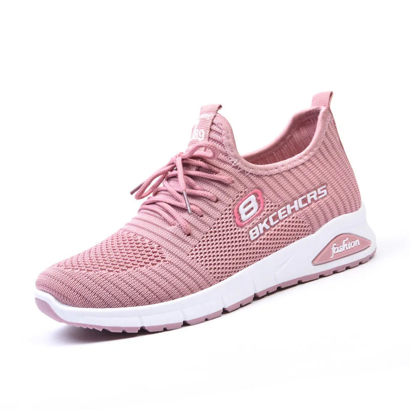 Women Casual Shoes Breathable Walking Mesh Flat Shoes Sneakers Women Gym Vulcanized Shoes Purple Female Footwear