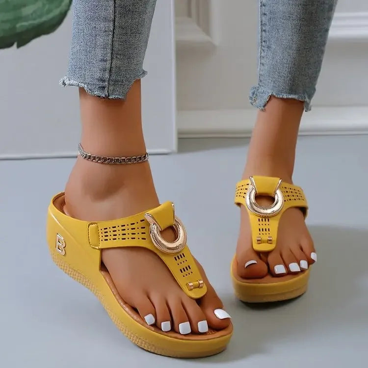 Summer Sandals Women New Open Toe Beach Shoes Flip Flops Wedges Comfortable Slippers Cute Sandals Plu Chaussure Femme