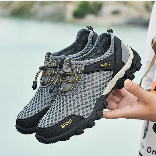 Men Casual Tennis Sneakers Summer Fashion Breathable Mesh Shoes Mens Non-Slip Hiking Shoe Sneaker for Men Climbing Trekking