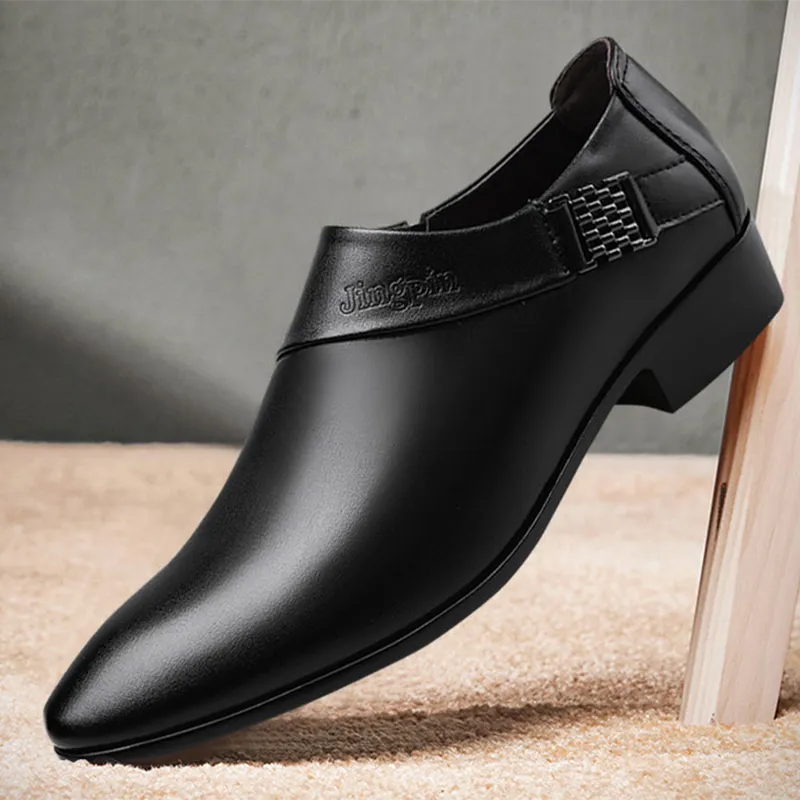 Men Leather Shoes Formal Dress Shoes for Male Plus Size Party Wedding Office Work Shoes Slip on Business Casual