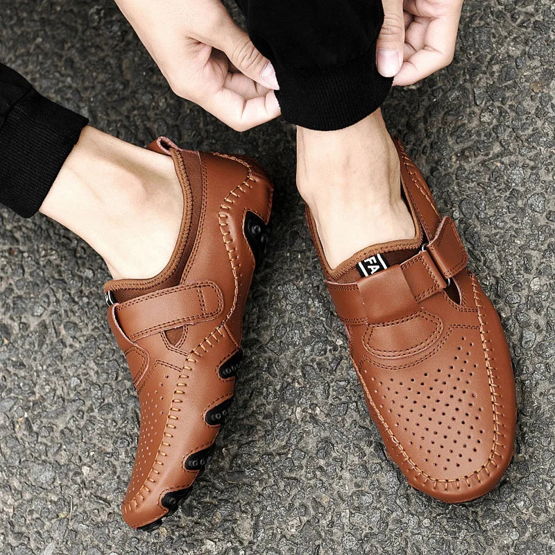 New Genuine Leather Luxury Brand Men's Octopus Casual Loafers Dress Formal Moccasins Footwear Driving Male Sandals Shoes For Men