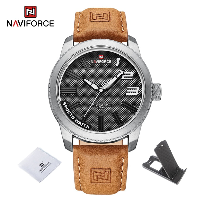 New Male Wristwatch Military Sports Shockproof Waterproof Leather Watch Men Fashion Casual Clock Relogio Masculino