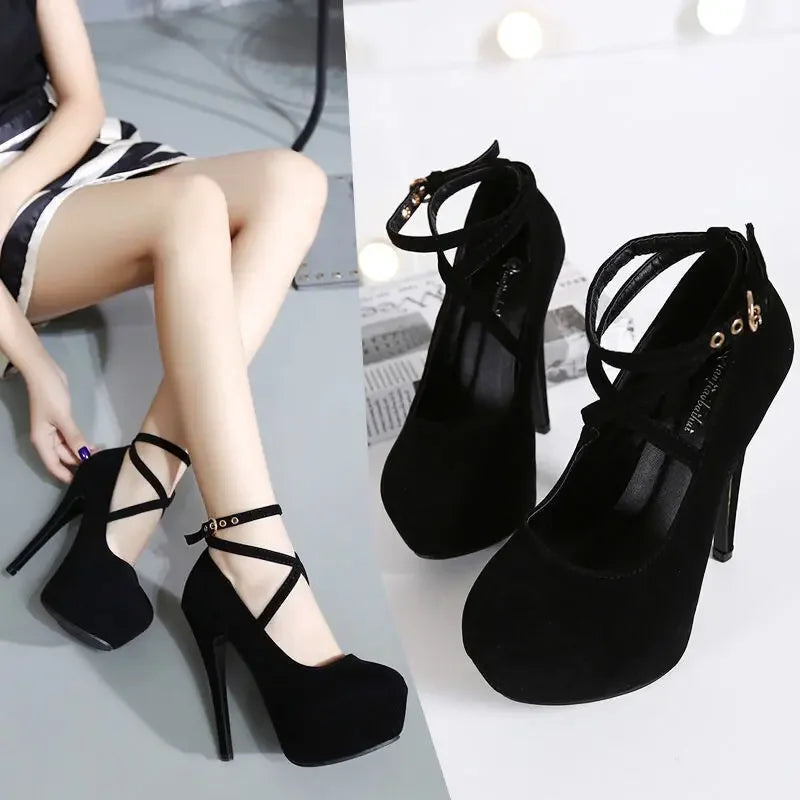 Classic High Heels Women's Sandals Summer New Fashion Pumps Ladies Platform Ankle Strap Shoes