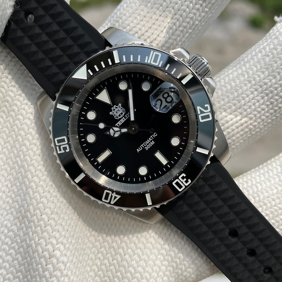 STEELDIVE SD1953 Black Dial Green Ceramic Bezel NH35 Automatic Watch 300M Waterproof Sapphire Glass Men Dive Watches 53HH-SWF Black, NH35 Movt, China