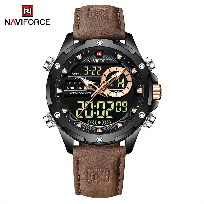 Luxury Brand Original Watches For Men Casual Sports Chronograph Alarm Quartz Wrist Watch Leather Waterproof Clock 9163