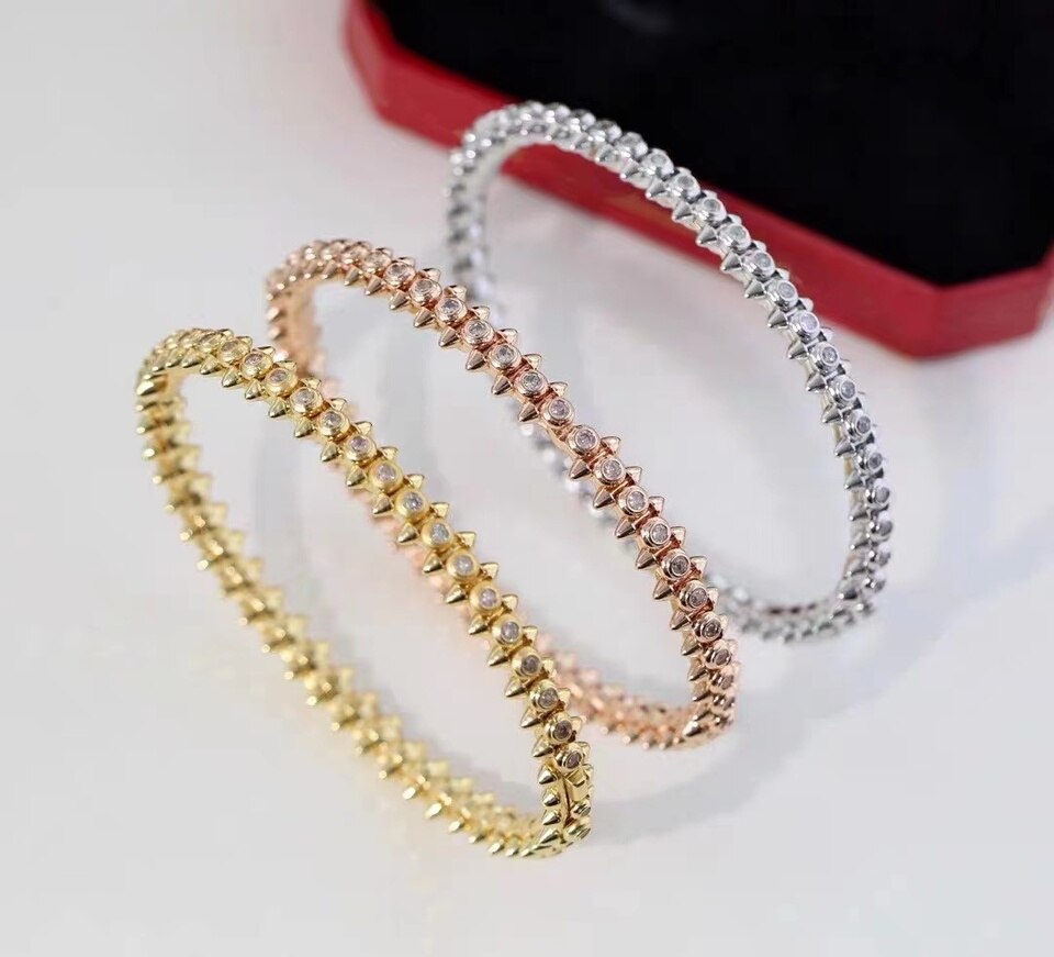 European Luxury Ladies Jewelry Label Rivet Rose Gold Bracelet Party Fashion Classic Jewelry Silver Bracelet 2