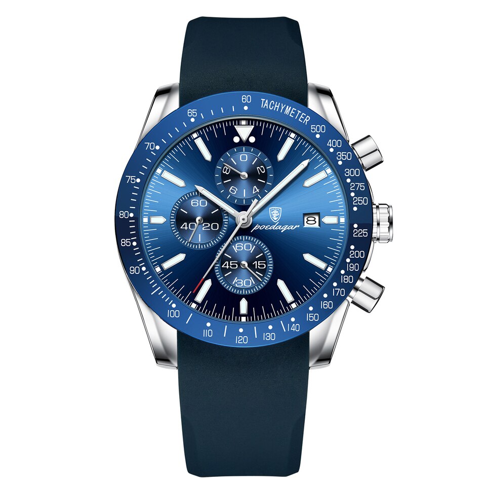 Casual Sport Watch Top Brand Creative Chronograph Silicone Strap Date Luminous Waterproof Men Watches Male Clock