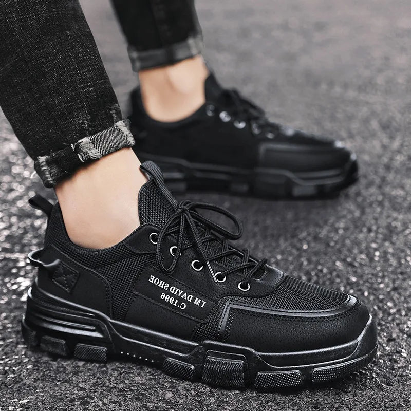 Men Sneakers New Casual Shoes for Men Breathable Black Mesh Trainers Lace-up Platform Shoe Tenis Masculino