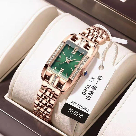 POEDAGAR High Quality Diamond Watch Top Brand Luxury Fashion Business Rectangle Waterproof Quartz Ladies Watches Stainless Steel