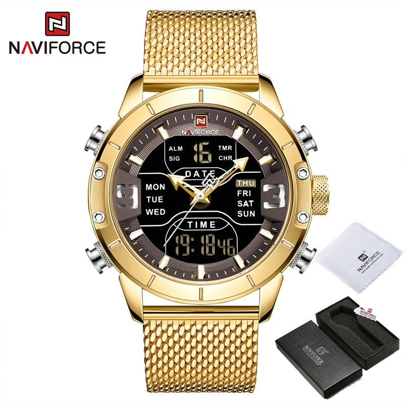 Men Watch Top Luxury Brand Men Military Sport Quartz Wrist Watches Stainless Steel LED Digital Clock Relogio Masculino