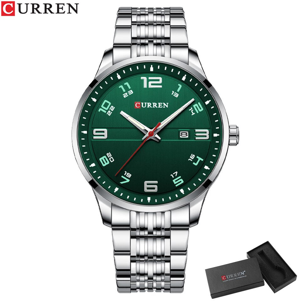 New Business Men Luxury Watches Stainless Steel Quartz Wrsit watches Male Auto Date Clock with Luminous Hands