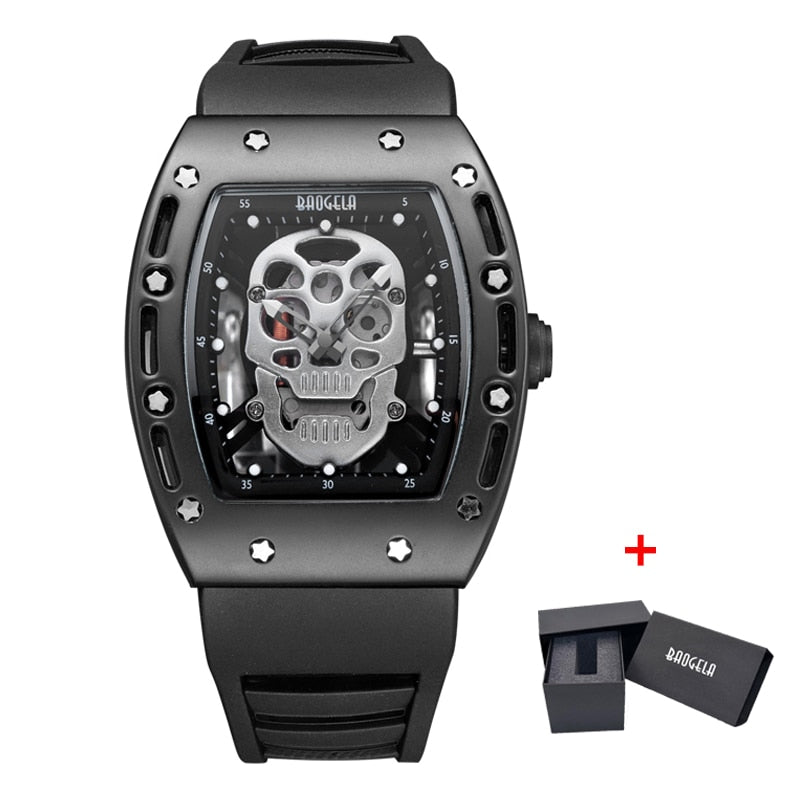 Baogela Pirate Skull Style Men Watch Silicone Luminous Quartz Watches Military Wateproof Skeleton Wristwatch For Man 1612 BGL1612 HHB, China