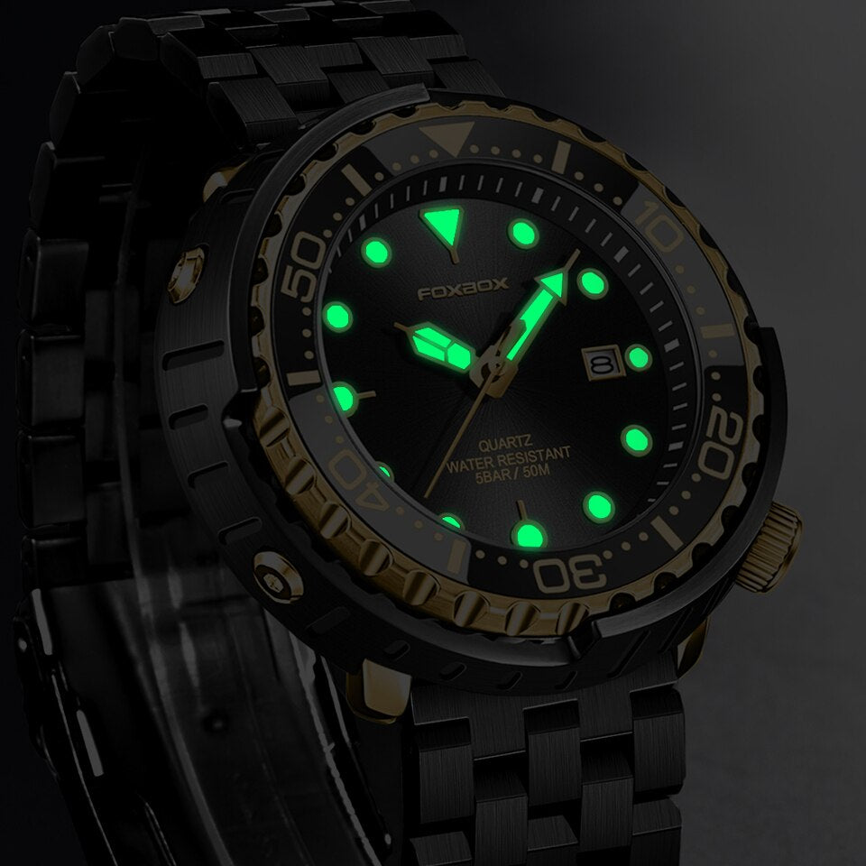 Men Watch 50M Waterproof Luminous Sport Wristwatches Rotating Bezel Quartz Watches with Auto Date Relogio Masculino