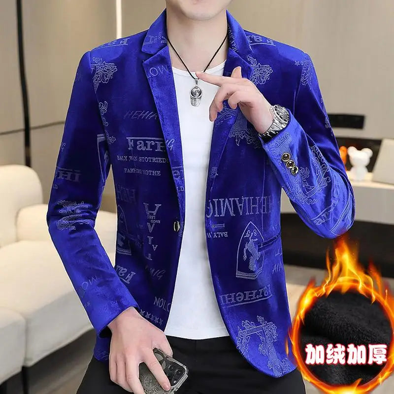 New Autumn Winter Thickened Canaries Horse Runner Man Thickened Individual Coat blue 2, L (EUR XS)