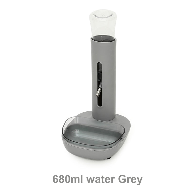 Pet Dog Water Dispenser Not Wet Mouth Automatic Water Dispenser Cat Water Dispenser Mobile Vertical Kettle Pet Supplies 680ml-gray